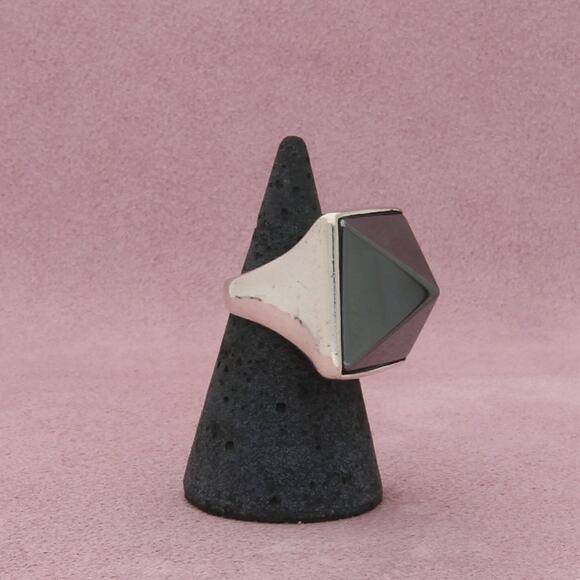 rlm studio sterling silver modernist hematite pyramid statement ring size 5 - Picture 2 of 3